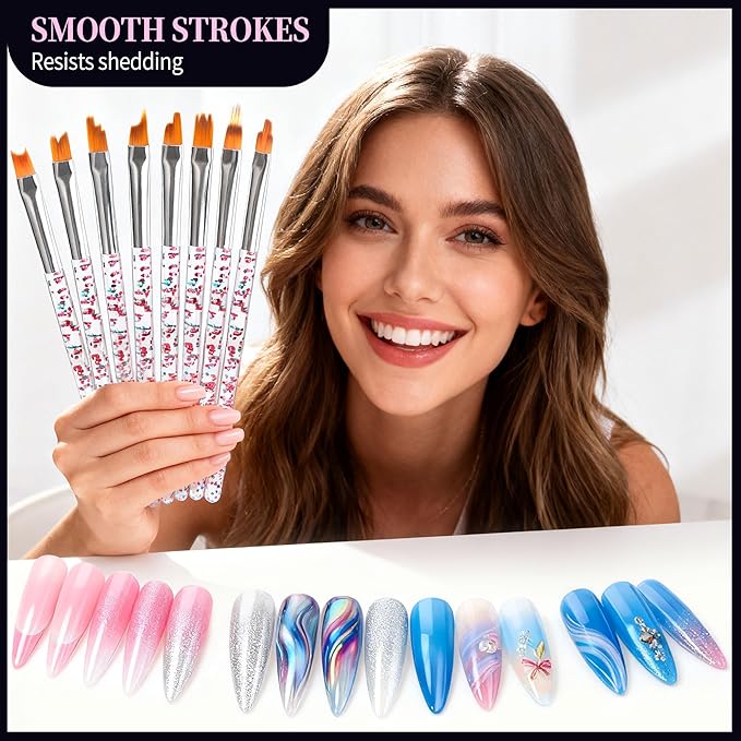 Artdone 34pcs Nail Art Brushes, Nail Art Tool Set, Dotting Tools, Dust Striping Brushes for Long Lines, Drawing Pen Kit For Gel Polish Design Supply