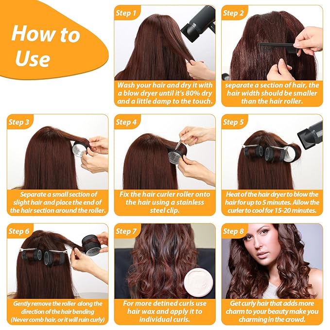 39PCS Self Grip Curlers 3 Sizes - Black 2.5in, 1.9in, 1.4in Rollers with Duckbill Clips for Long, Medium, Short, Thick, Fine Hair Volume and Bangs (Black)