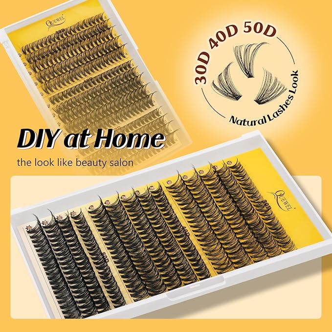 QUEWEL Lash Clusters, Cluster Lashes 30D+40D+50D Eyelash Clusters D Curl Individual Lashes 10-16mm Cluster Eyelash Extensions Create Kinds of Beauty Look (DH-30D+40D+50D)