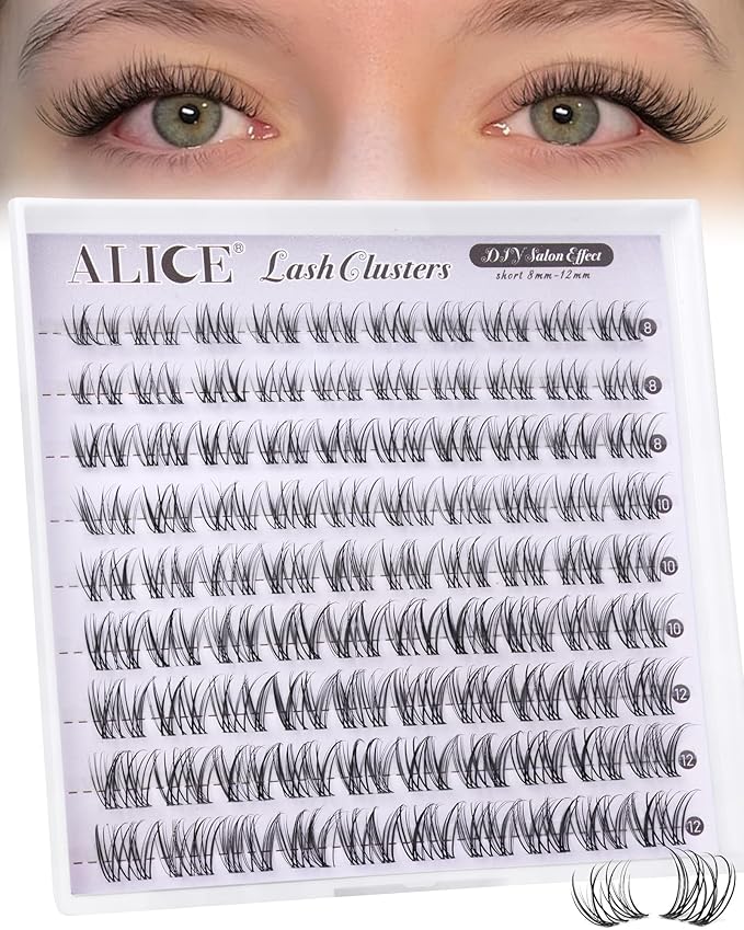 ALICE Natural Short Lash Clusters Invisible Band Wispy Eyelash Clusters 8-12mm Cluster Eyelash Extensions Lash Extensions DIY Individual Lashes