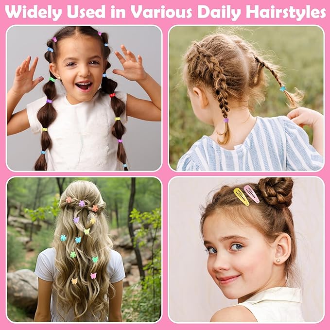 Hair Accessories for Girls, 1695 Pcs Toddler Hair Ties Elastic Hair Ties with Hair Clips Hair Tail Tools, Girls Hair Accessories for Baby Toddlers Kids