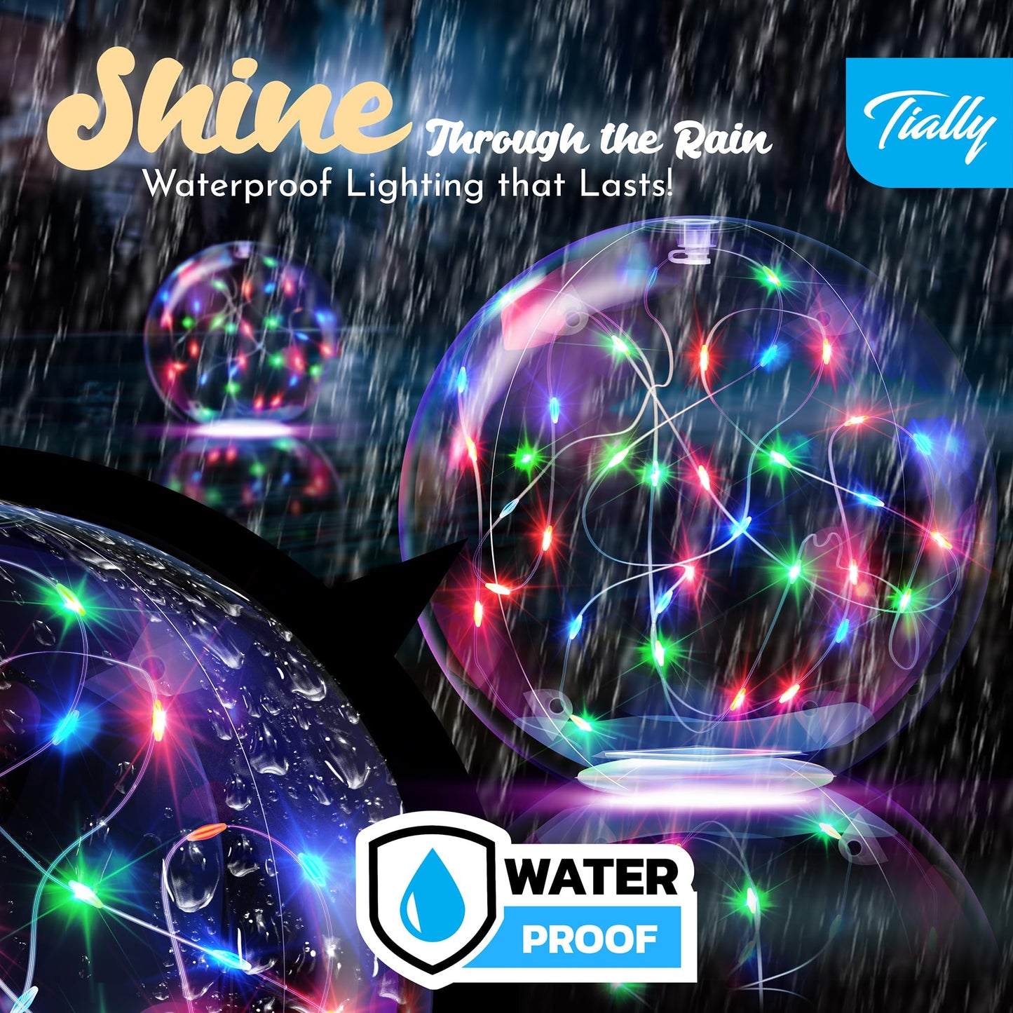 TIALLY Fairy Solar Floating Pool Lights - 14" Inflatable LED Pool Lights for Inground Pool, Waterproof Pool Lights that Float, Pool Decorations Outdoor, Best Gifts for Pool Owners, 2 Pack