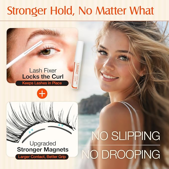 LASHVIEW Upgrade Magnetic Eyelashes with Applicator, No Glue Needed Natural Wispy Magnetic Lashes, Reusable Soft Magnetic False Eyelashes, Cat Eye Look Easy to Wear & Remove (YT26)