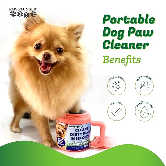 – Dog Paw Cleaner - Puppy Essentials - Portable Dirty Paw Washer - Ideal for Small Dogs - Pink
