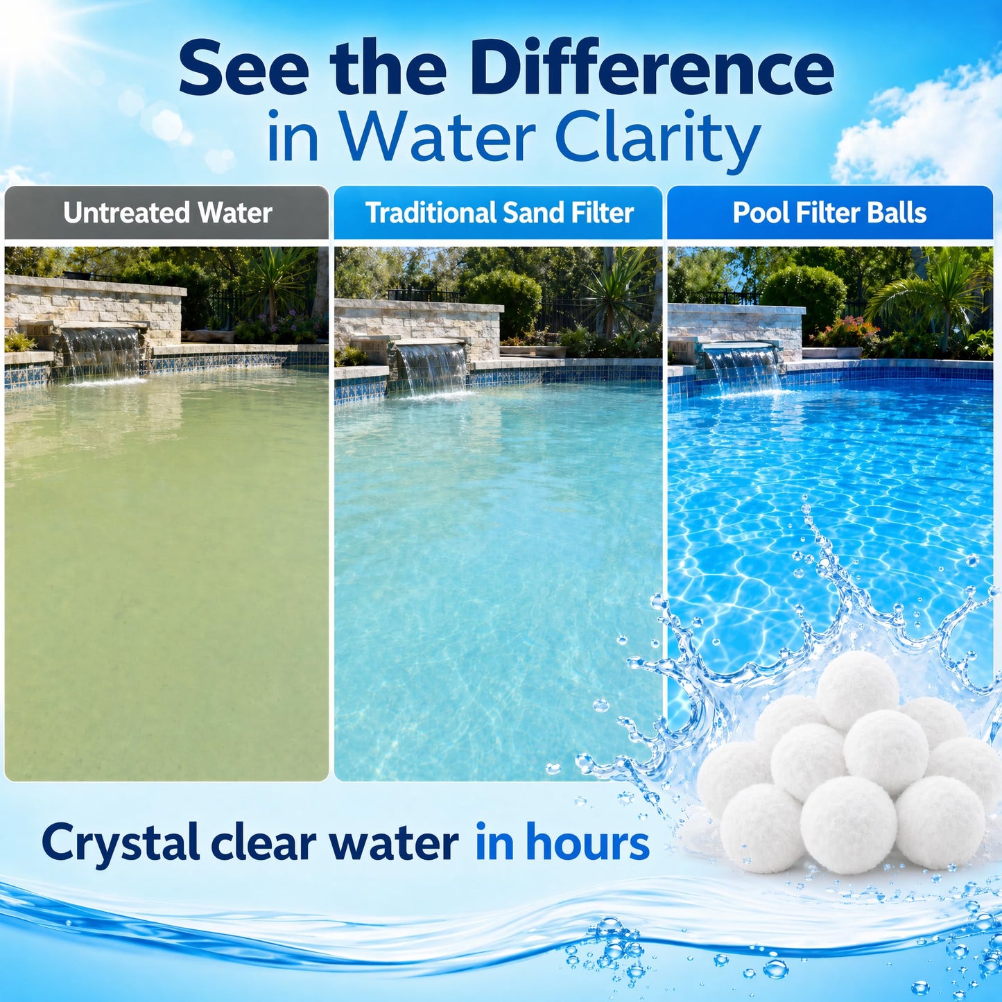Sunwinx 3.6 LBs Pool Filter Balls for Sand Filter, Reusable Pool Sand Filter Balls, Eco-Friendly Pool Filter Media Balls for Swimming Pool, Aquarium Tank (Equals 120 LBs Pool Filter Sand, White)
