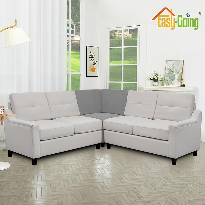 Easy-Going Stretch Sectional Corner Sofa Slipcover 1-Piece Couch Sofa Cover Furniture Protector Soft with Elastic Bottom for Kids, Pet, Spandex Jacquard Fabric Light Gray