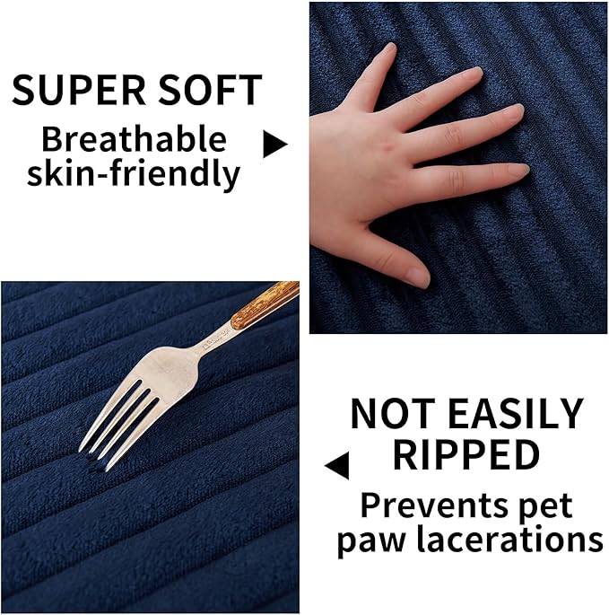 HAOMAIJIA Waterproof Couch Cover for Dogs Washable,Faux Fur Pet Couch Covers for Sofa,Soft Dog Bed Cover Non-Slip Couch Covers for 3 Cushion Couch Sofa Pet Friendly (Navy Blue, 35" x 74" 1 Pack)