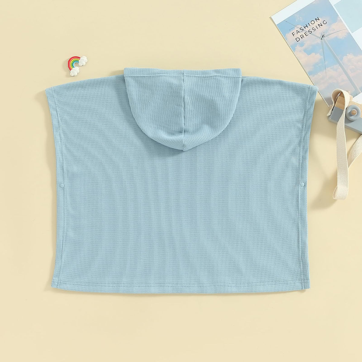 Kids Swim Cover up Girls Boys Waffle Towel Poncho Swimsuit Coverups for Beach, Pool, Bath (Blue,9-10 Years)