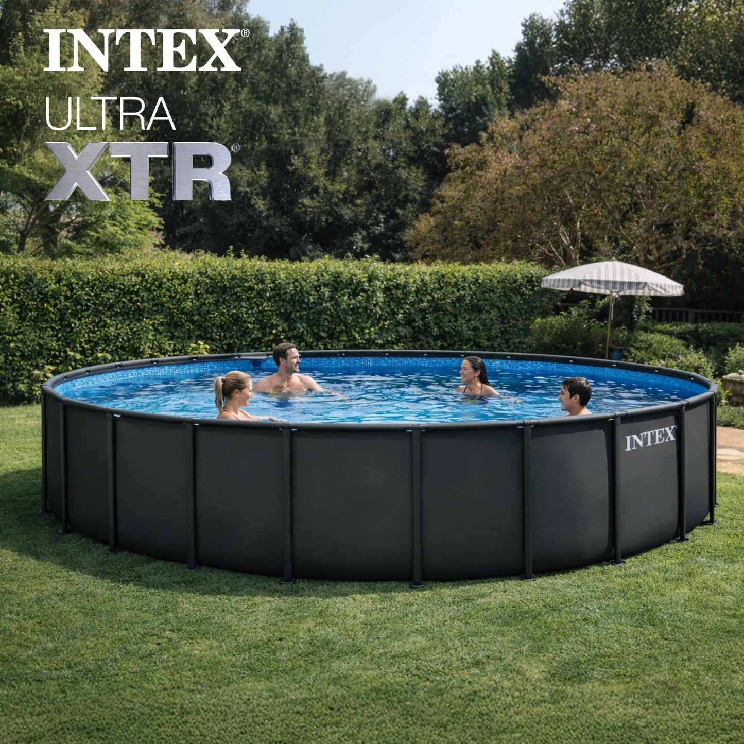 INTEX Ultra XTR 26 ft x 52 in Above Ground Pool Set, Round Swimming Pool with Steel Frame, 2800 GPH Sand Filter Pump, Ladder, Cover, & Ground Cloth