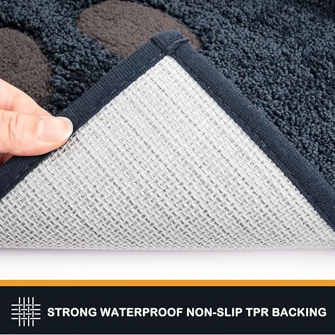 PURRUGS Dirt Trapping Door Mat 33.5" x 59", Non-Skid/Slip Machine Washable Microfiber Entryway Rug, Dog Doormat, Super Absorbent Welcome Mat for Muddy Wet Shoes and Paws, Navy Blue