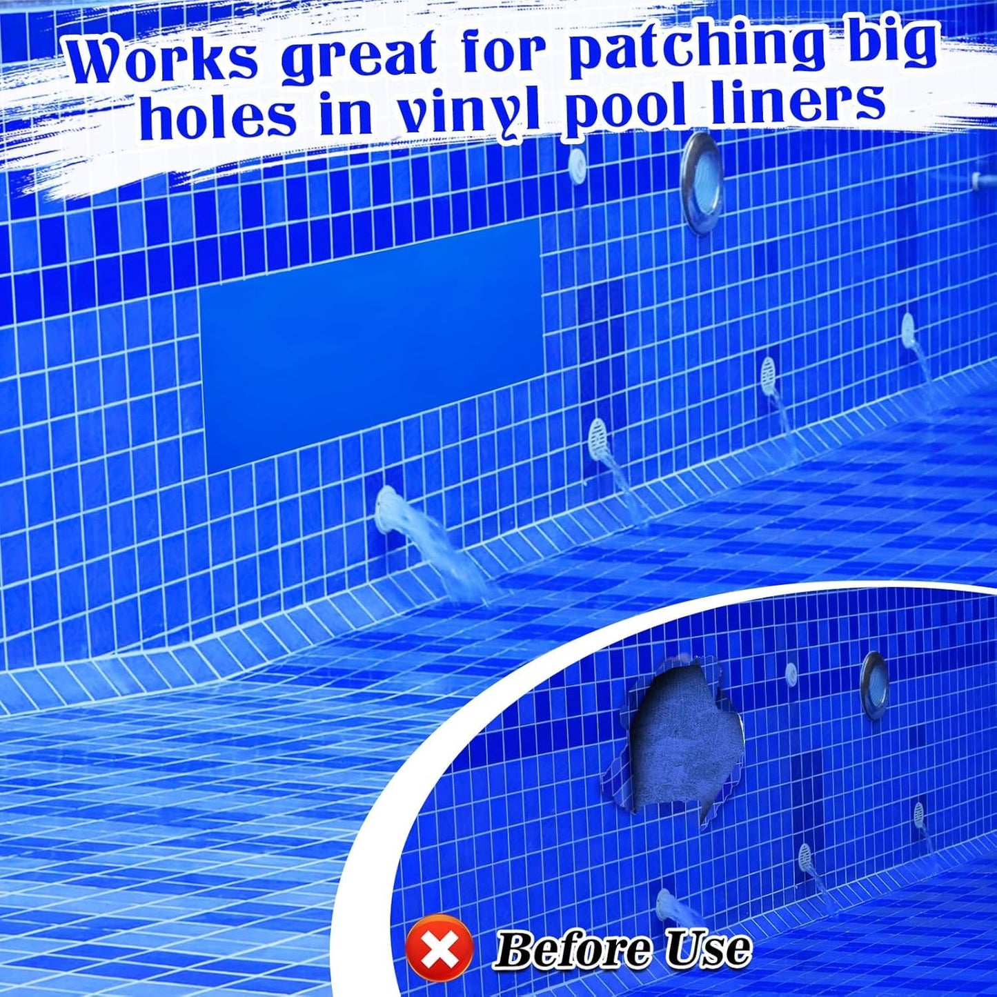 Aulock 4ft x 2.8ft Exlarge Pool Liner Repair Patch - Self-Adhesive Vinyl Patch Kit for In-Ground or Above Ground Pools Inflatable Swimming Pools, Blue