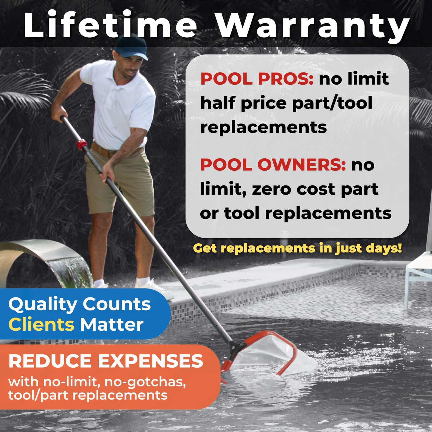 ProTuff 13" Spa Silt Net for PROS – “490 Promise” Unlimited, Unconditional Replacement - Heavy Duty Ultra Fine Mesh Silt & Sand Skimmer Cleans 3X Faster Than Vacuum - 13 inch Leaf Rake Bag for Pollen