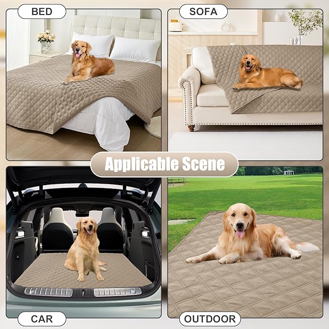 Smiry Waterproof Dog Bed Cover Pet Blanket, Soft Washable Dog Blanket for Furniture Bed Couch Sofa Reversible, Checkered (40"x90", Taupe/Taupe)