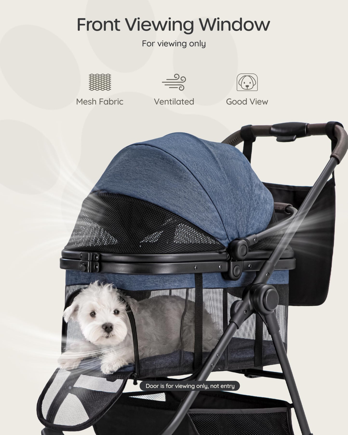 OJCME 3 in 1 Pet Carrier Stroller with Detachable Carrier, Foldable Dog & Cat Stroller for Small/Medium Dogs up to 33 lbs, Large Storage Bag, Full Window Mesh, One-Touch Dual Brake, Car Seat