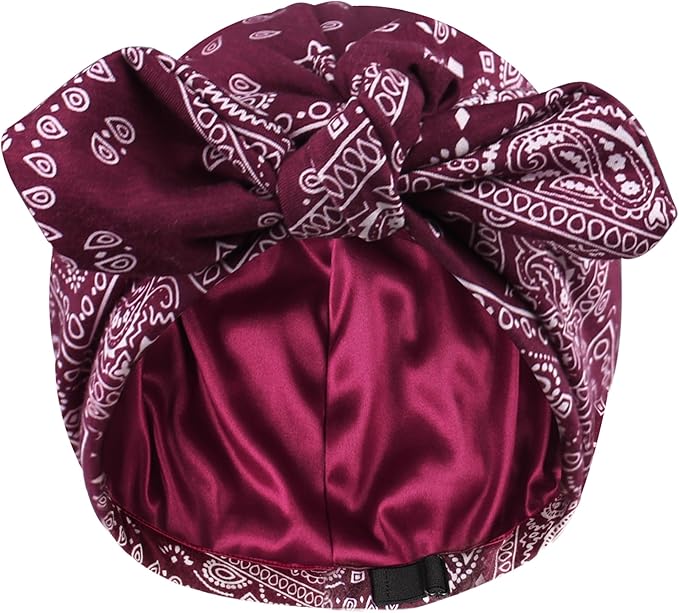 Ababalaya Satin Lined Beanies for Women Chemo Headwear Silky Lined Cotton Sleeping Cap