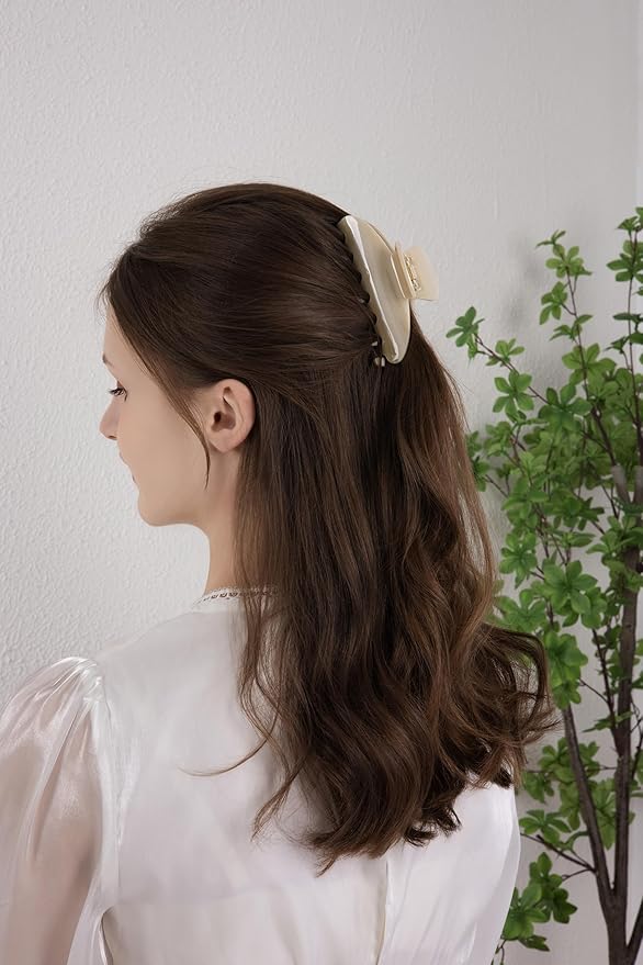 Durable Acetate Hair Clips - 4-Inch Creme Claw Clips for Fine and Thick Hair (Creme)