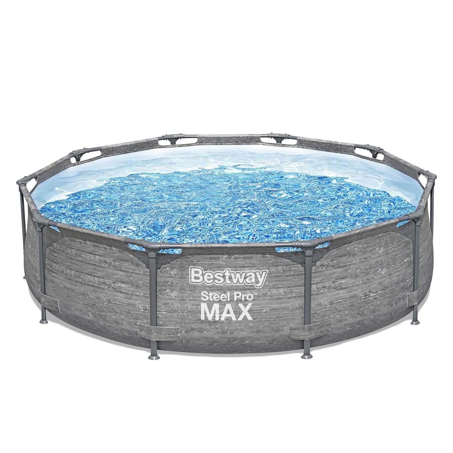 Bestway Steel Pro MAX 10' x 30" Above Ground Pool, Round Metal Frame Outdoor Swimming Pool Set with Filter Pump, Stacked Stone Print