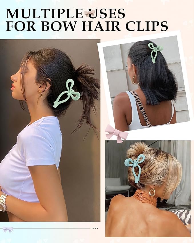 4 PCS Bow Hair Clips for Women Bow Claw Clip 5" Extra Large Hair Claw Clips for Thick and Long Hair Cute Bows Big Clip