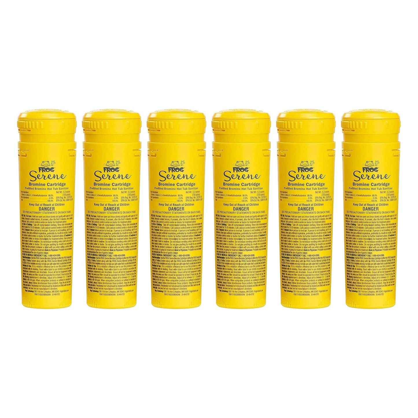 FROG Serene Replacement Bromine Cartridges for use with Hot Tub FROG Serene Floating Sanitizing System - Prefilled for Quick & Easy Hot Tub Maintenance - 6 Pack