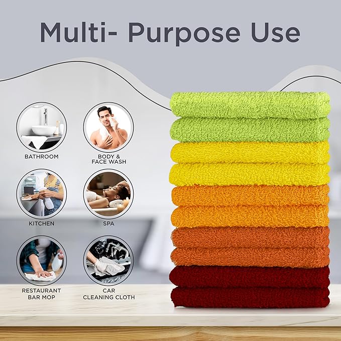DecorRack 20 Pack 100% Cotton Wash Cloth, Luxurious Soft, 12 x 12 inch Ultra Absorbent, Machine Washable Washcloths, Assorted Set 2 (20 Pack)