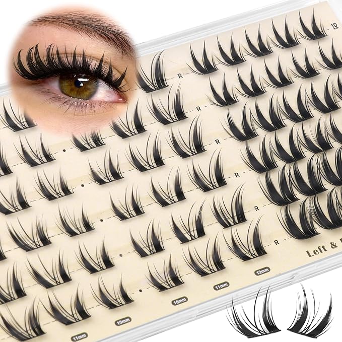 ALICE Bunny Lash Clusters with Spikes Eyelash Clusters 10-14mm Cluster Eyelash Extensions Manga Left & Right Lash Extensions Anime Individual Lashes
