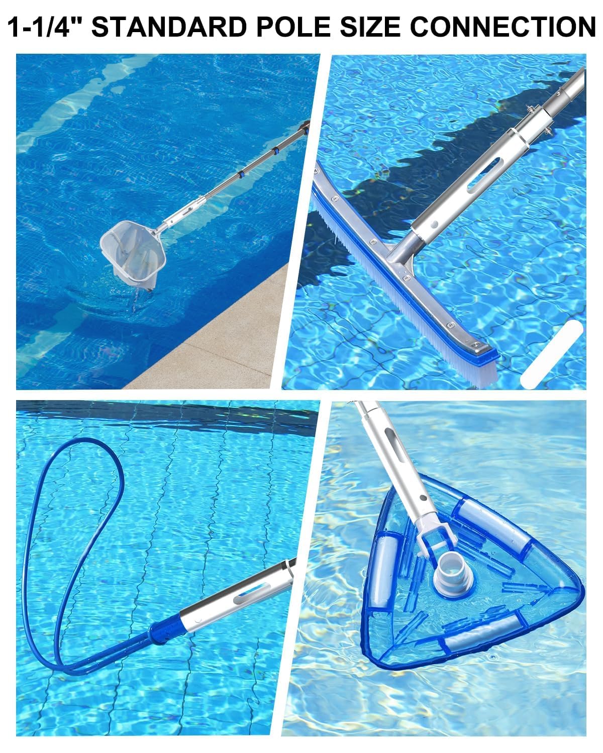 Buyplus Pool Pole - Upgraded 16 Foot Telescopic Extendable Swimming Pool Pole with 4-16FT Aluminium Heavy Duty Extension Pole for Skimmer Nets, Rakes, Brushes and Vacuum Heads, Universal 1.25", Orange
