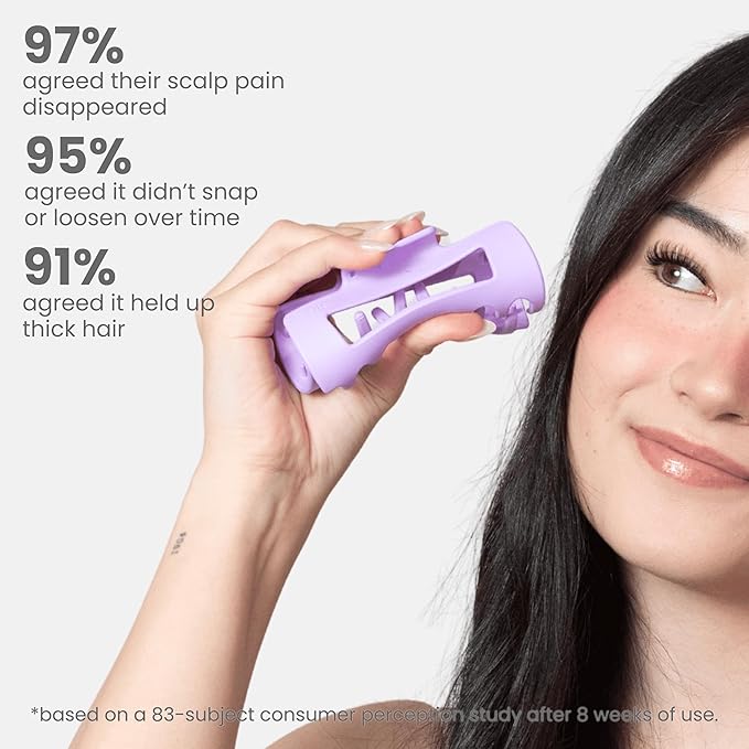 The Original Mello Hair Claw Clip Squishy Claw Clip Made in Korea Patent Pending 30021976 (Purple, Medium)