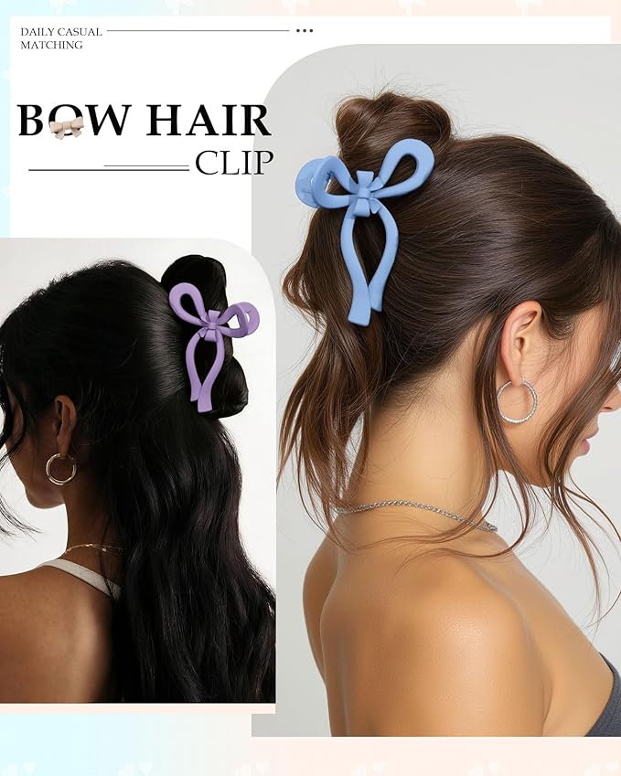 4 PCS Bow Hair Clips for Women Bow Claw Clip 5" Extra Large Hair Claw Clips for Thick and Long Hair Cute Bows Big Clip