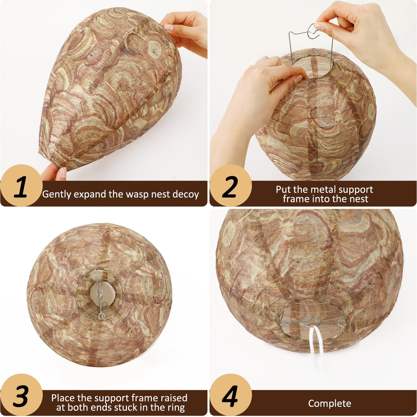 DECYOOL 6 Pack Paper Wasp Nest Decoy Hanging Wasp Nest Stay Away from Wasps Hornets Yellow Jackets(Mixed Color)