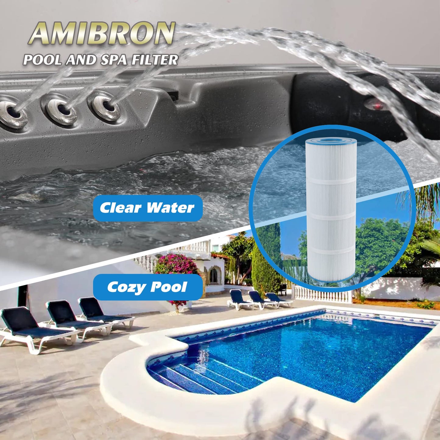 AmiBron C-7470 Pool Filter Cartridge Replaces Pentair CCP320,Pleatco PCC80-PAK4 PCC80,Clean and Clear Plus 320,Filbur FC-1976,R173573,178580, L:20" xOD:7", 4X80 sq.ft. 4 Pack