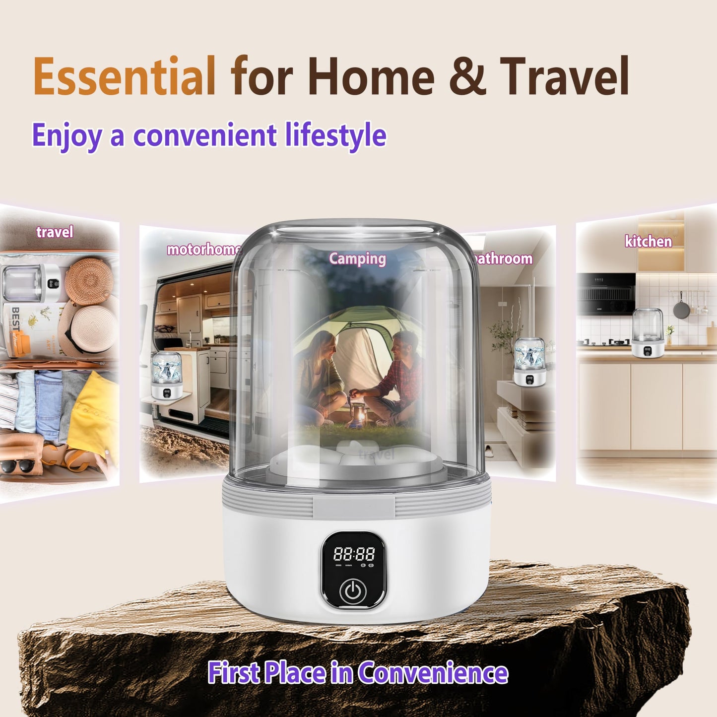 5.0 Upgraded Top Configuration Mini Washing Machine【7000mAh Luxury Dual Battery】【No.1 German Motor】【SGS-Certified UV-C Light】1.5L Portable Washer for Travel, Camping, Apartments, Dorm, RV, Hotel
