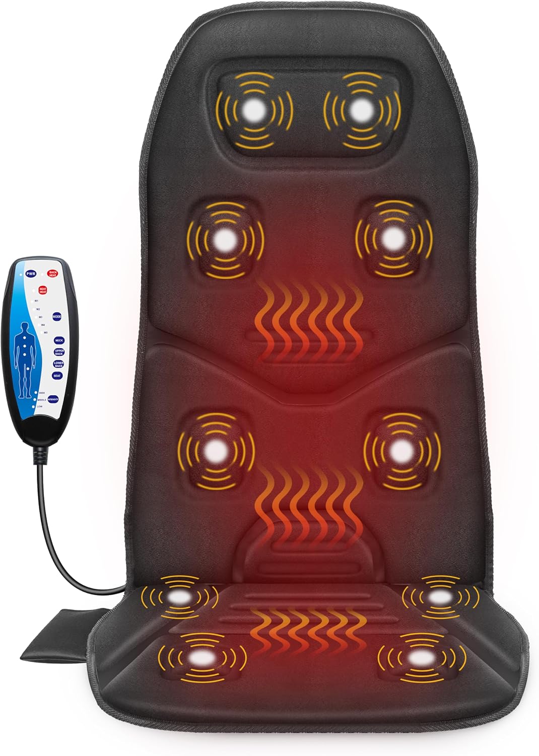 COMFIER Vibration Back Massager Seat Cushion with Heat,Father Day Dad Gifts for Men,10 Motors Massage Chair Pad,Chair Massager for Pain Relief at Office/Home