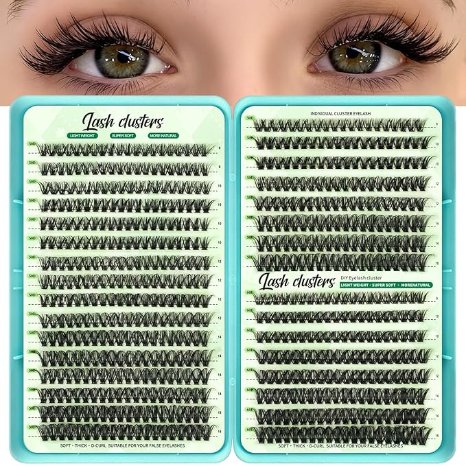 Wispy Lash Clusters, Individual Cluster Lashes 50D 60D, DIY Cluster Eyelash Extensions for Natural Wispy Look, Soft Lightweight Individual Lash Clusters for At-Home Lash Extension