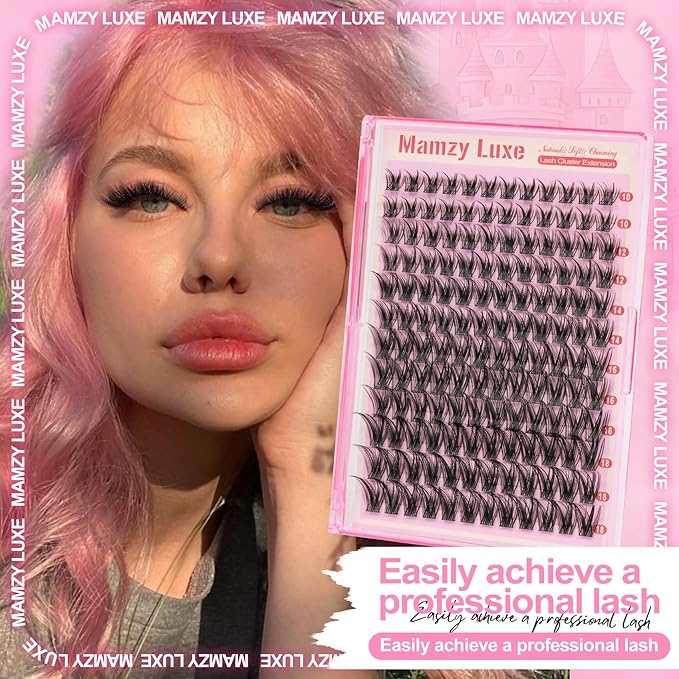 Lash Clusters Wispy Eyelash Clusters D Curly 10-18MM Cluster Eyelash Extensions 144PCS Individual Lashes Thin Soft Lashes Clusters Band DIY False Eyelashes Extension