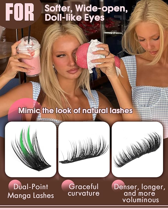 Goddvenus Wispy Manga Lash Clusters Natural Eyelash Clusters Fairy Cluster Eyelash Extensions Anime Individual Lashes C Curl Lash Extension Waterproof DIY Eye Lashes Cluster