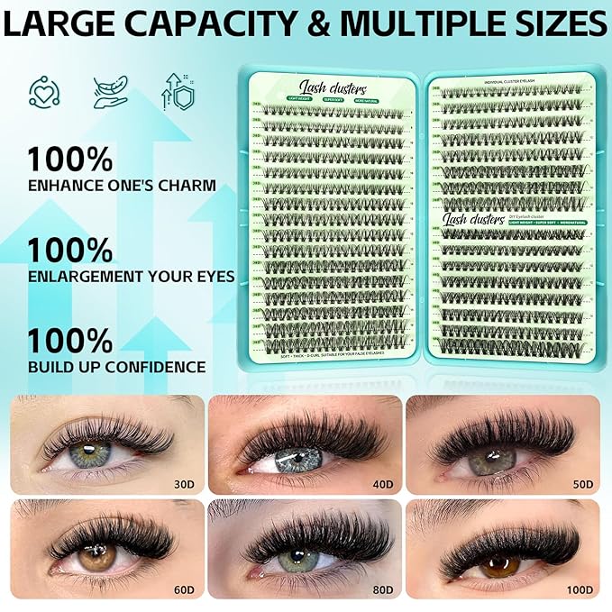 Wispy Lash Clusters, Individual Cluster Lashes 30D 40D, DIY Cluster Eyelash Extensions for Natural Wispy Look, Soft Lightweight Individual Lash Clusters for At-Home Lash Extension