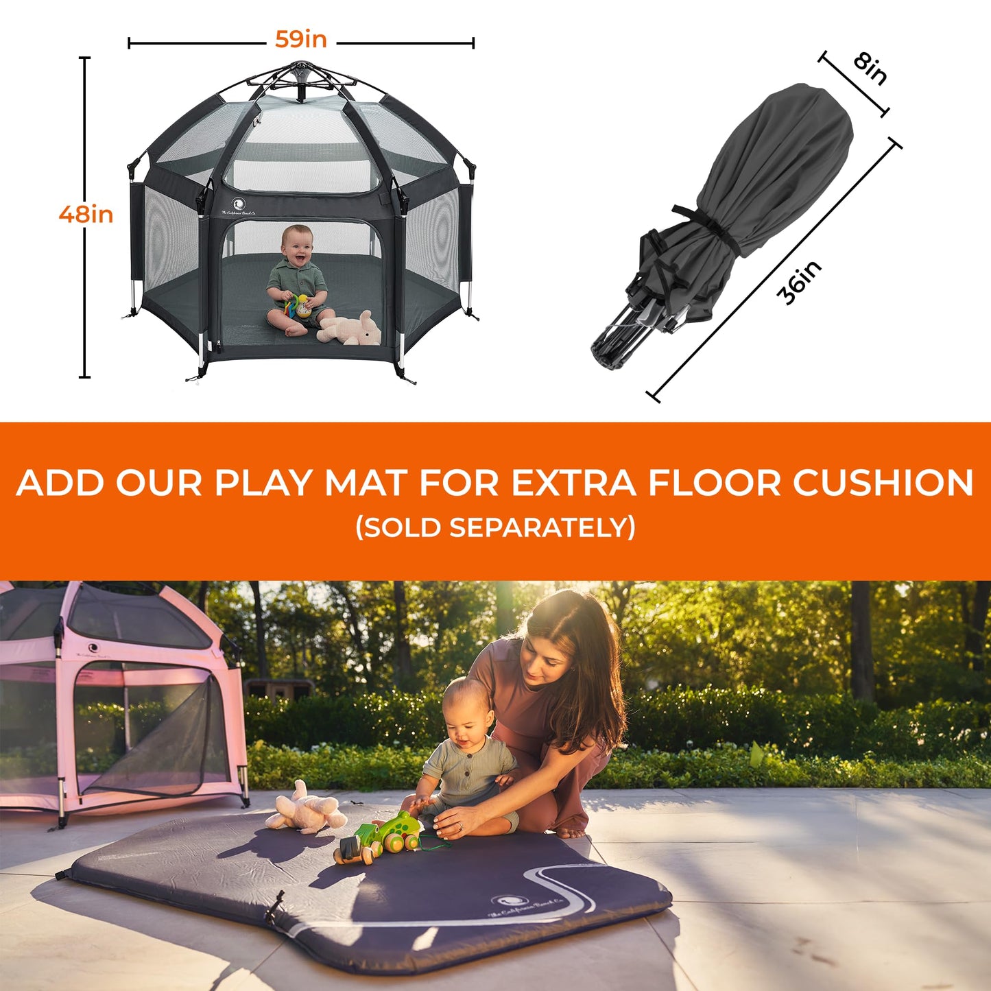 POP 'N GO PLAYPEN - Indoor & Outdoor Baby Playpen for Babies and Toddlers - Baby Beach Tent, Foldable, Portable W/Canopy, Travel Bag, & Mosquito Net - Pop Up Pack and Play Tent (Black)