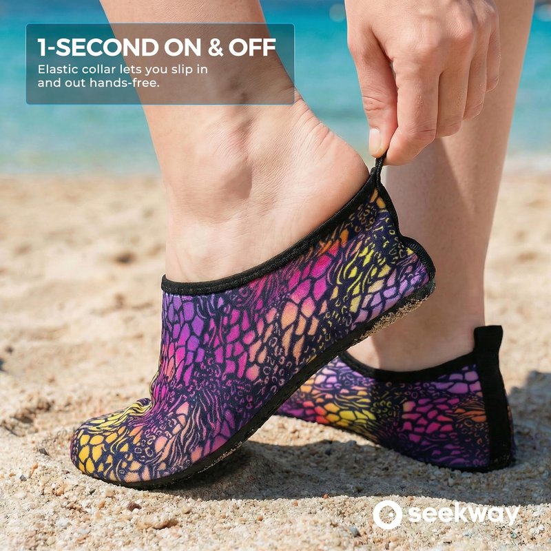 SEEKWAY Water Shoes Women Men Adult Quick-Dry Aqua Socks Barefoot Non Slip for Beach Swim River Pool Lake surf Black SK002(U)