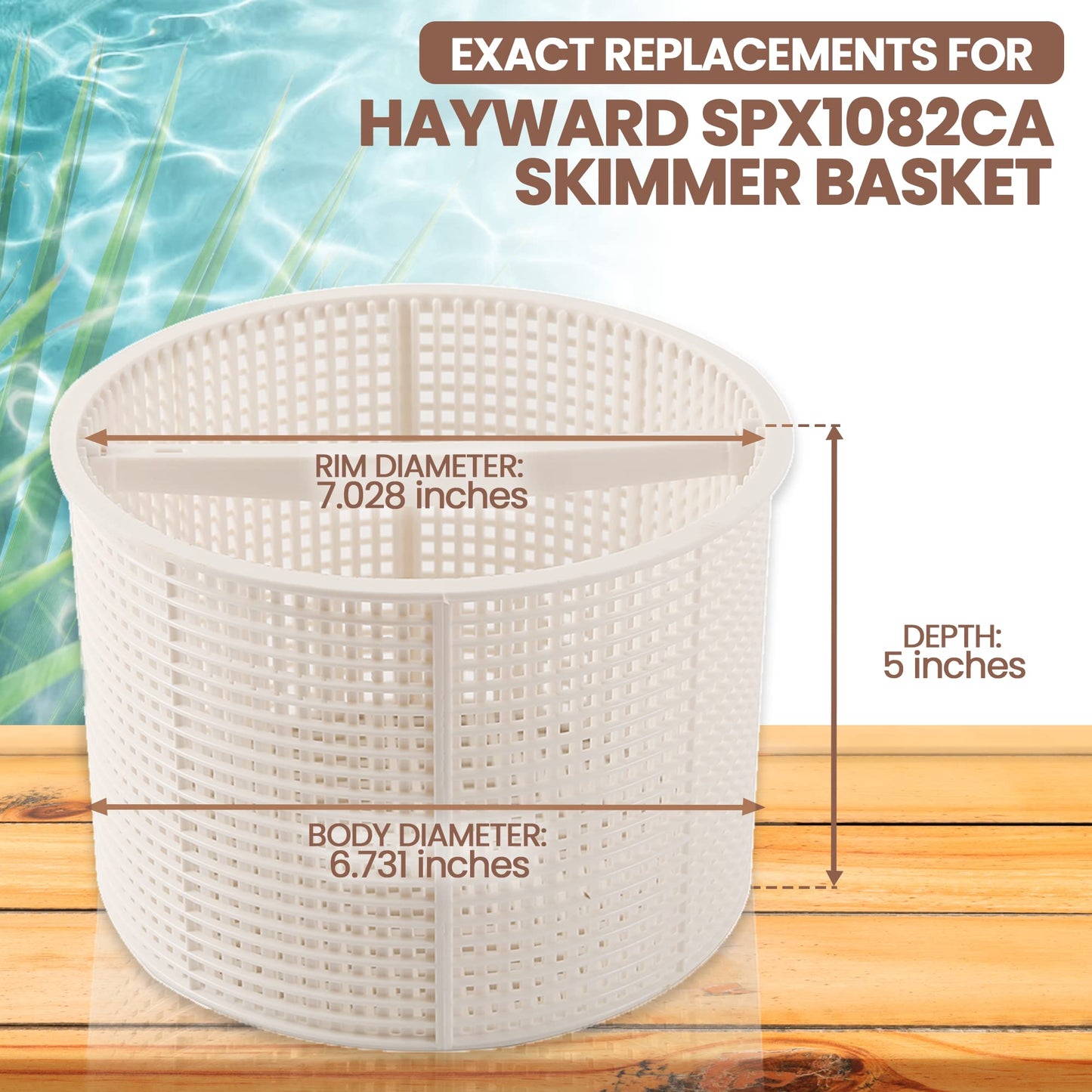 (Combo Pack) Exact Replacements Hayward SPX1082CA Skimmer Basket and Hayward SPX1082E Skimmer Cover (White) - Skimmer Basket Assembly and Square Lid for SP1O82, SP1083, SP1084, SP1085, and SP1086
