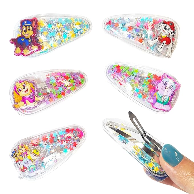 LUV HER 6pc Cute Hair Clips For Girls with Favorite Character Charms, Magical Confetti Hair Clips for Kids, Toddler Hair Accessories, Ages 3+
