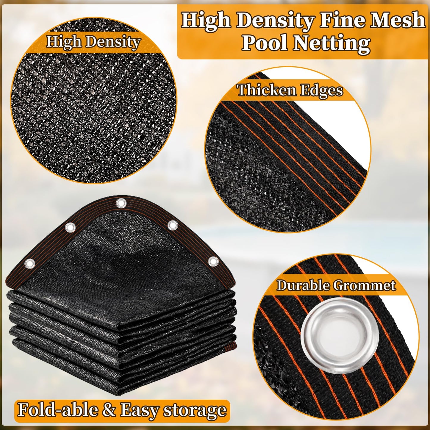 18ft Round Leaf Net Pool Cover for Above Ground Pools,Mesh Cover to Catching Leaves, Mesh Tarp with Grommets, Resistant Garden Sun Shade Netting(Only Cover)