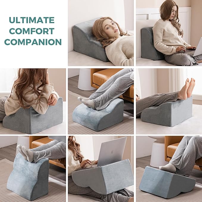 Ganondorf Ergonomic Foot Rest for Under Desk at Work Multi-Purpose Foot Stool Leg Elevation Pillow Back Support Cushion & Lap Desk Support, High-Density Foam with Washable Cover