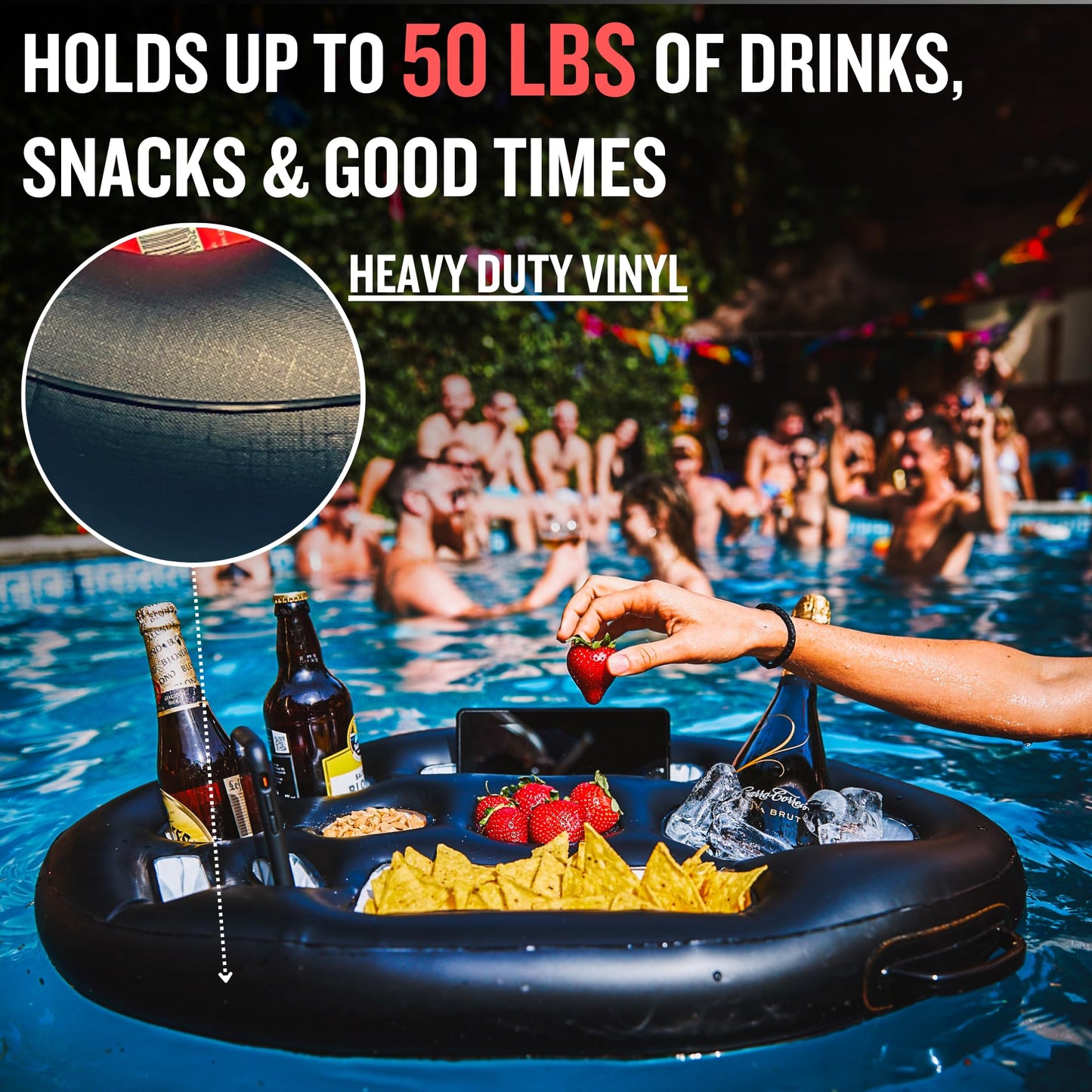 DIVEBLAST: Premium Floating Drink Holder for Pool, Hot Tub Accessories for Adults - Holds Up to 50 LBS - Fun Swimming Pool Accessories for Adults, Cool and Unique Drink Floaties