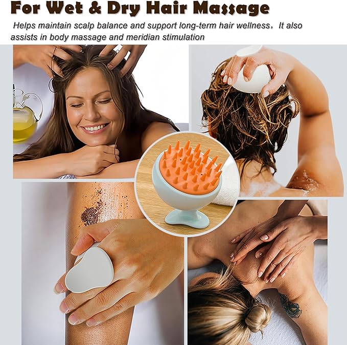 2 Pack Scalp Massager, Hair Scalp Massager Shampoo Brush, Scalp Scrubber Soft Silicone Bristles to Remove Dandruff, Ease for All Hair Types - for Women, Men, Wet & Dry Hair