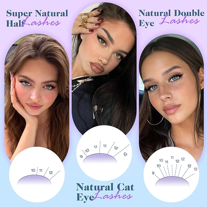 Natural Short Lash Clusters 9-12MM Cluster Eyelash Extensions C-curly Wispy Eyelash Clusters Individual Lashes DIY Lash Extension at Home for Beginners by Newcally