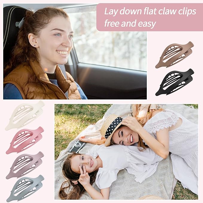 6 Packs Flat Hair Clips, Curved Claw Clips for Women Girls, Alligator Clips for Thick Thin Hair, Strong Hold Duck Billed Clips,4.7 Inch Hair Barrettes for Styling Sectioning