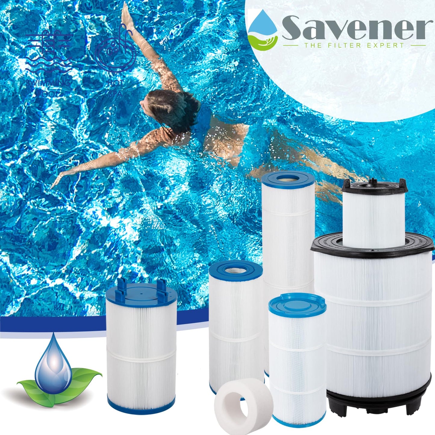 Savener® S7M120 System 3 Inner and Outer Pool Filter, Compatible with 25021-0200S & 25022-0201S, Replacement for Sta-Rite System 3 S7M120, SR300 Pool Filter Cartridge, 300 Sq. Ft