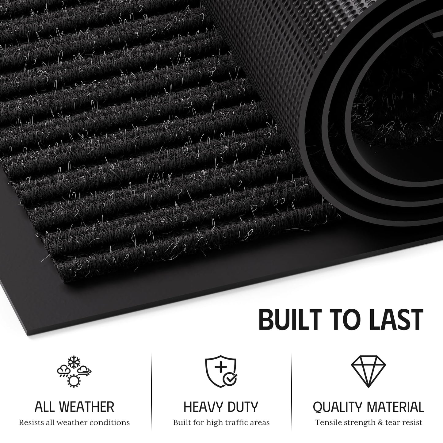 EZ2LIVE Front Door Mat 3' x 5', Low Profile Heavy Duty Door Mat Outside Entrance, Non-Slip Large Commercial Floor Mat, Absorbent & Resist Dirt, Easy Clean Welcome Entry Mat Indoor Outdoor, Black