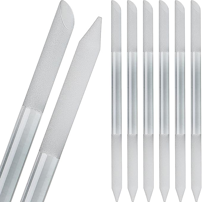 Maitys 6 Pieces Glass Cuticle Pusher Glass Cuticle Stick Set Double Sided Crystal Nail Files Precision Manicure Pedicure Pusher Tools(Dark Gray)