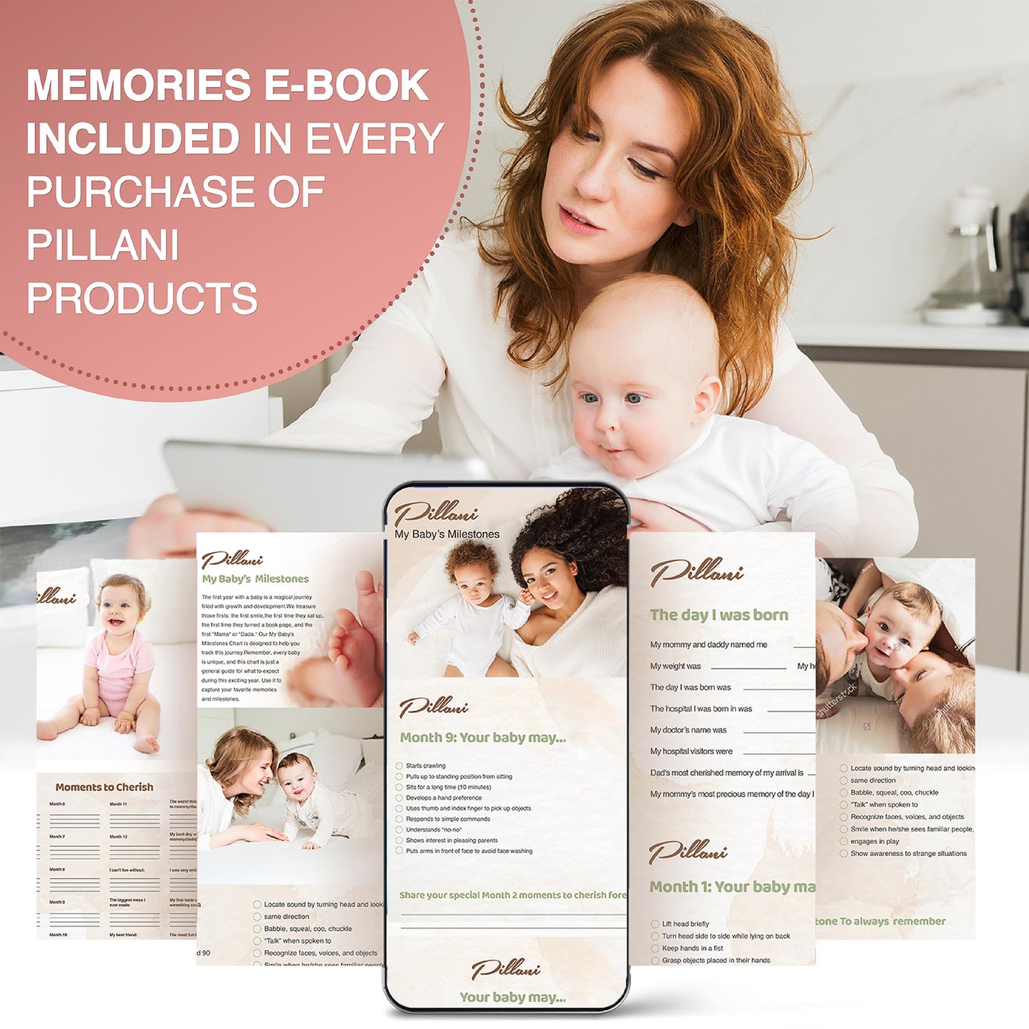 PILLANI Nursing Pillow, Breastfeeding Pillows for Enhanced Safety & Comfort for Mom & Baby, Removable Cotton Cover, Adjustable Waist Strap, Breastfeeding Essentials, Baby Registry Search